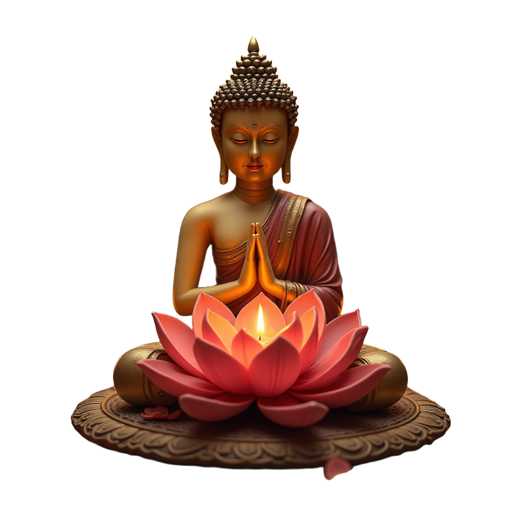 Buddha in Meditation with Lotus Flower